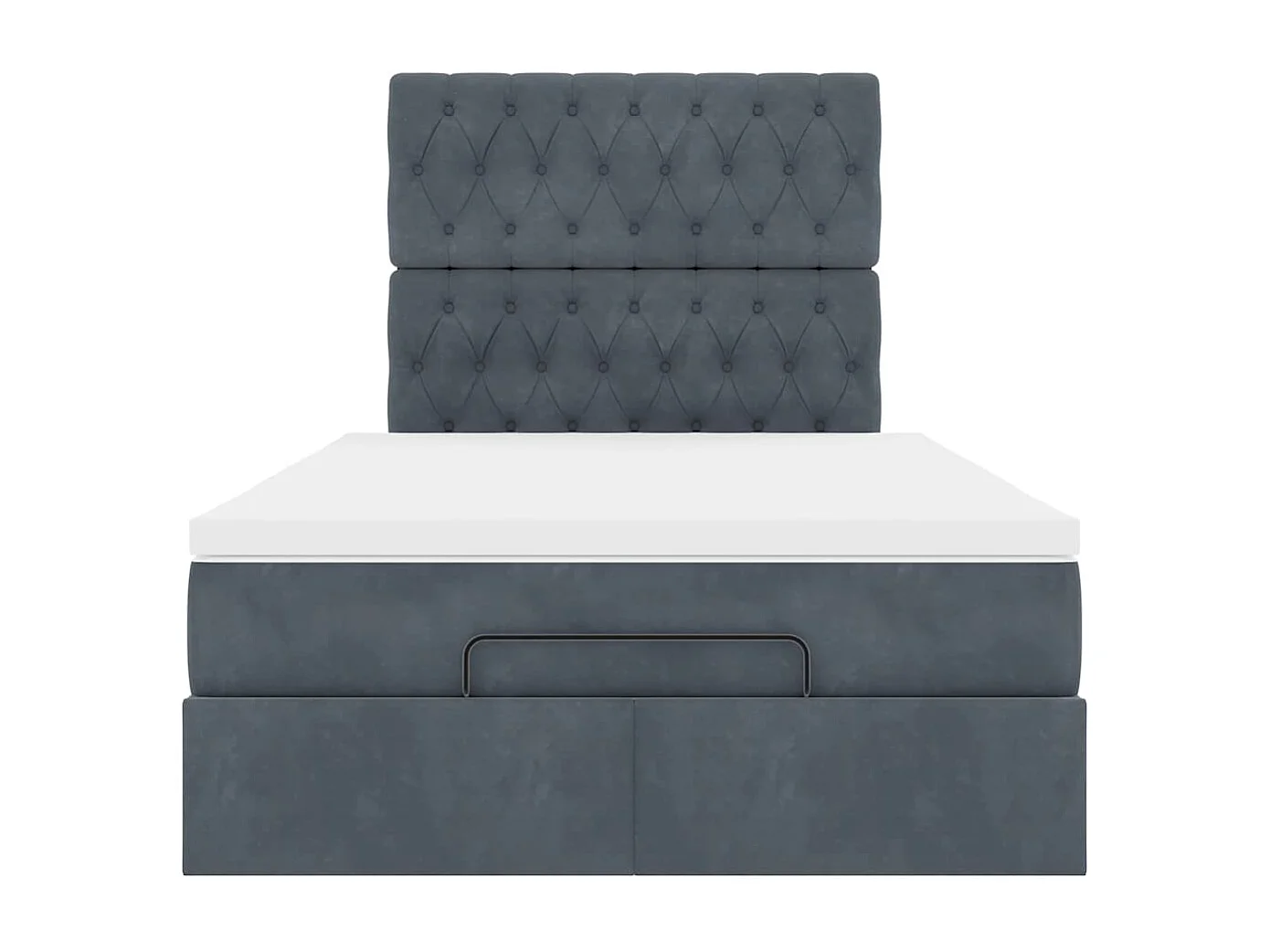Cadre de lit ottoman et matelas gris foncé 120x200 cm velours