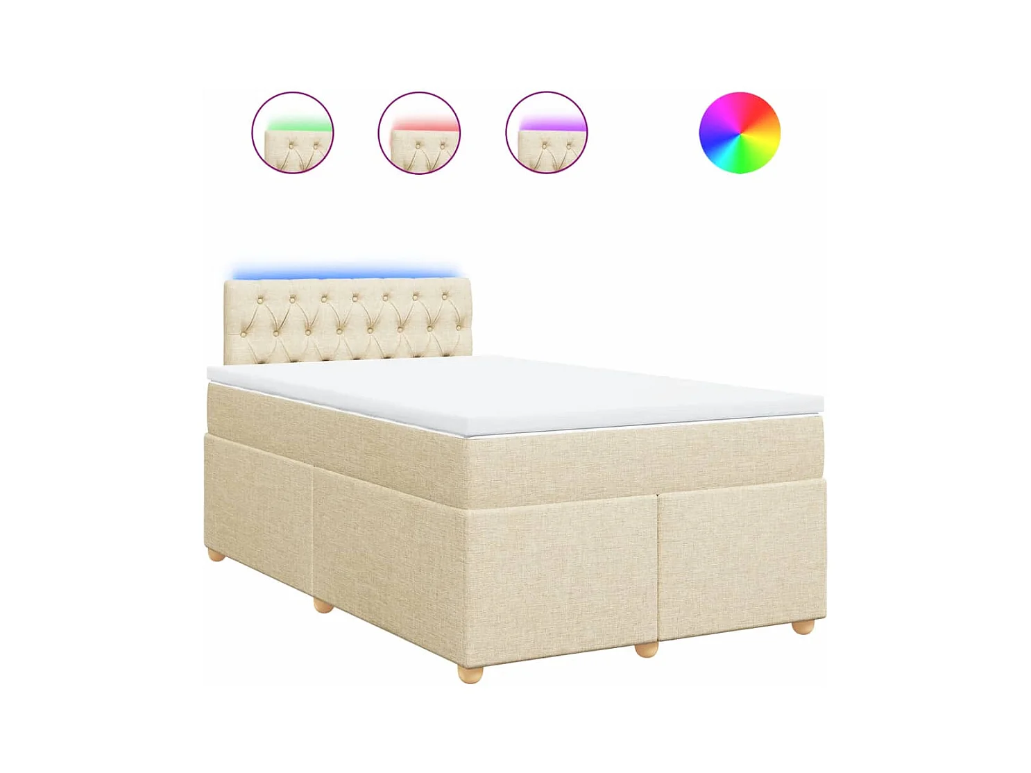 Cama boxspring com colchão 120x190 cm tecido cor creme