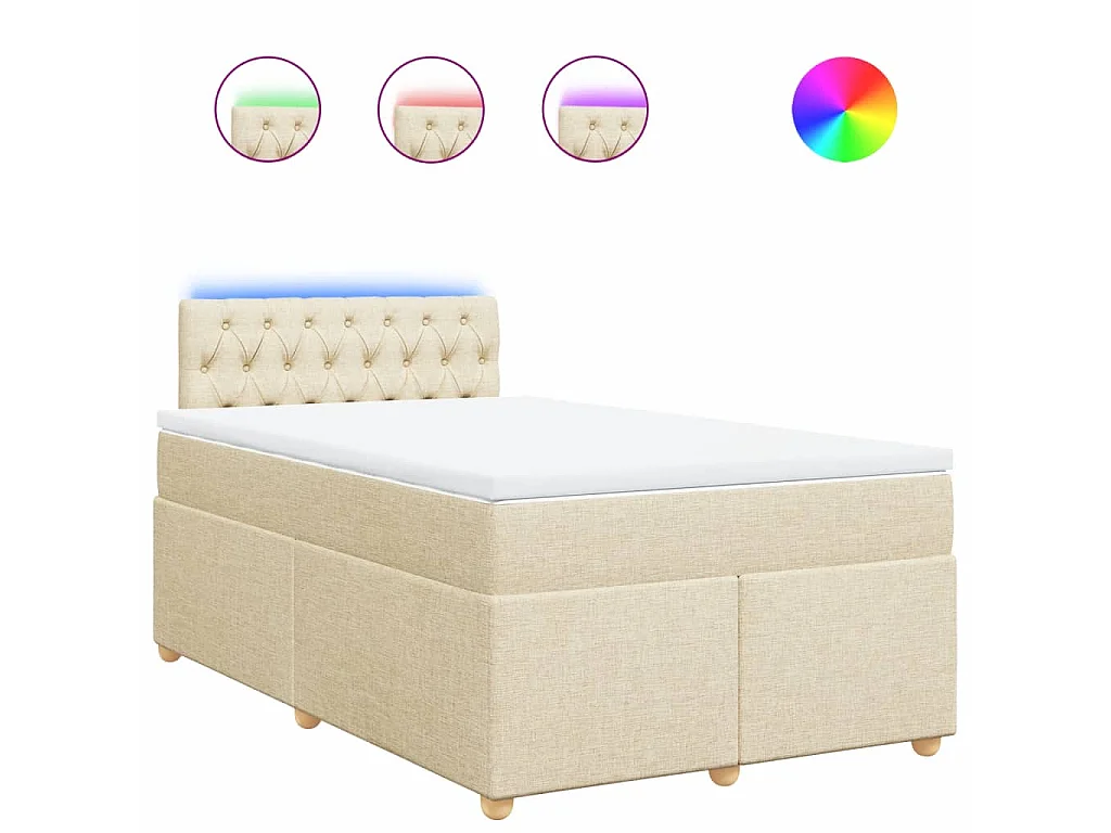 Cama boxspring com colchão 120x190 cm tecido cor creme