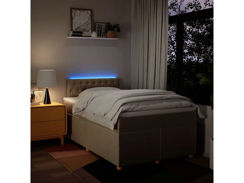 Cama boxspring com colchão 120x190 cm tecido cor creme
