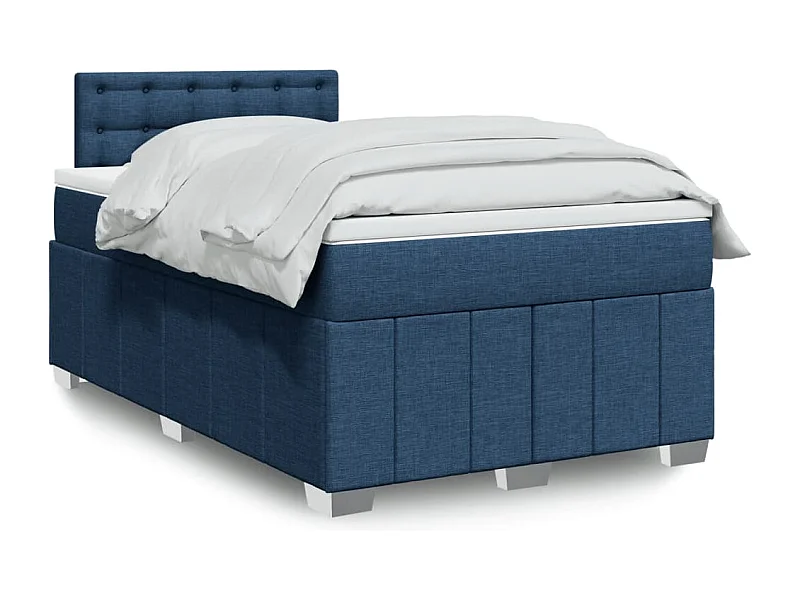 Cama boxspring com colchão 120x190 cm tecido azul