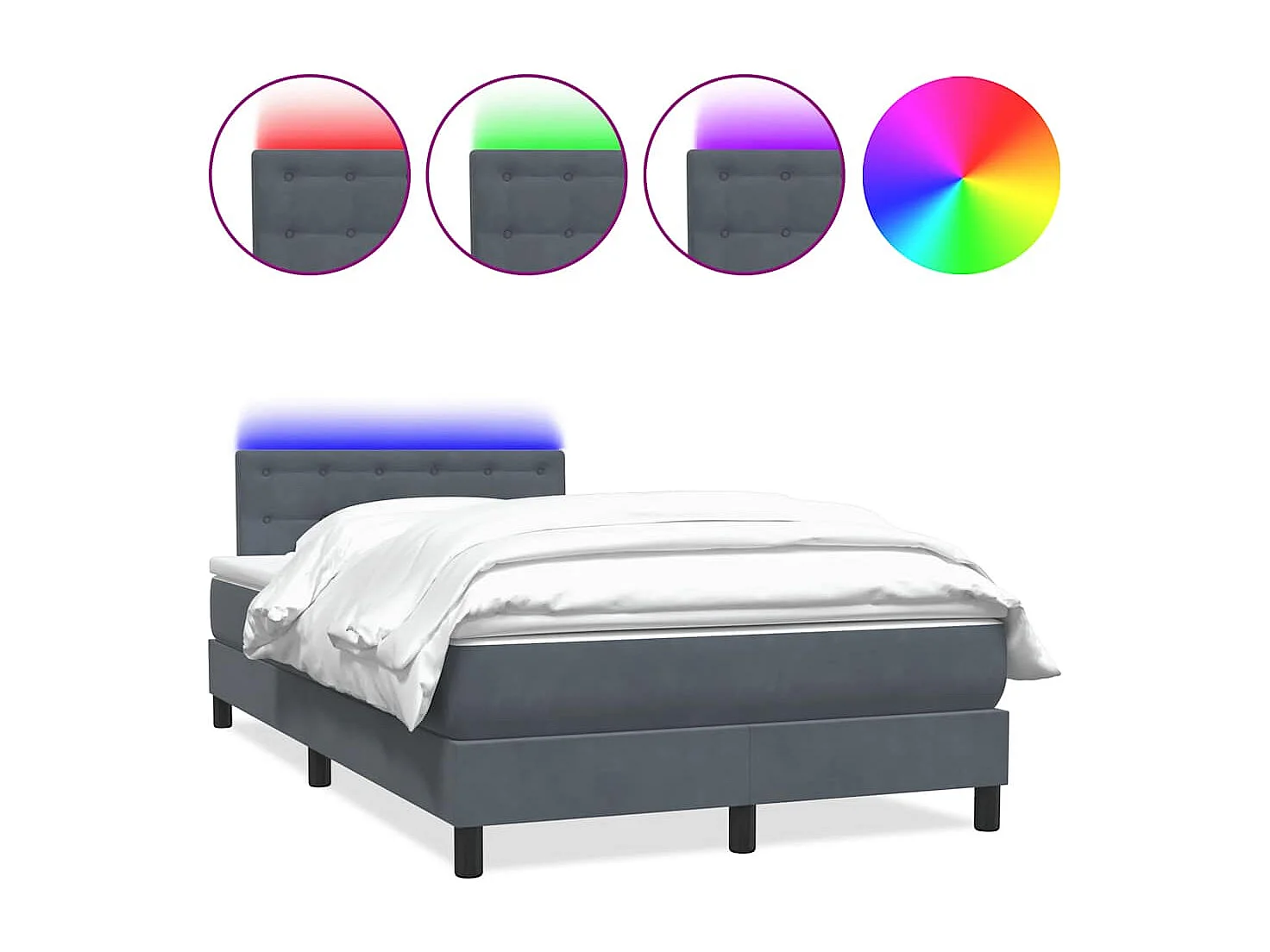 Boxspringbett mit Matratze & LED Dunkelgrau 120x210 cm Samt