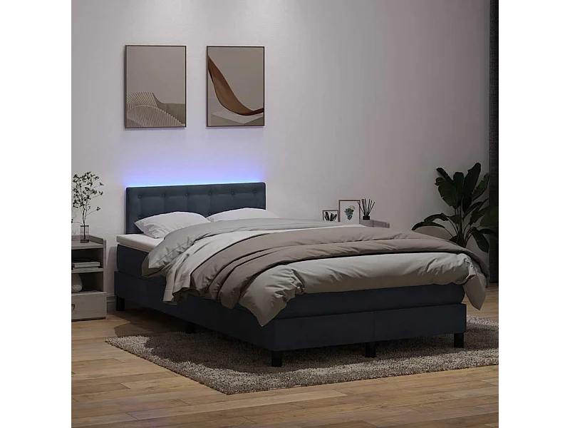 Boxspringbett mit Matratze & LED Dunkelgrau 120x210 cm Samt