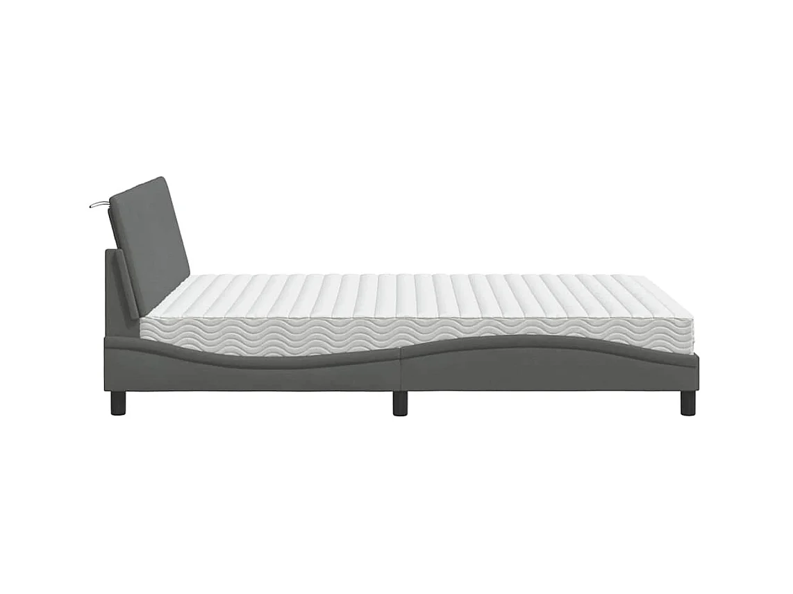 Letto con Materasso Hanko Grigio Scuro 120x200 cm Tessuto