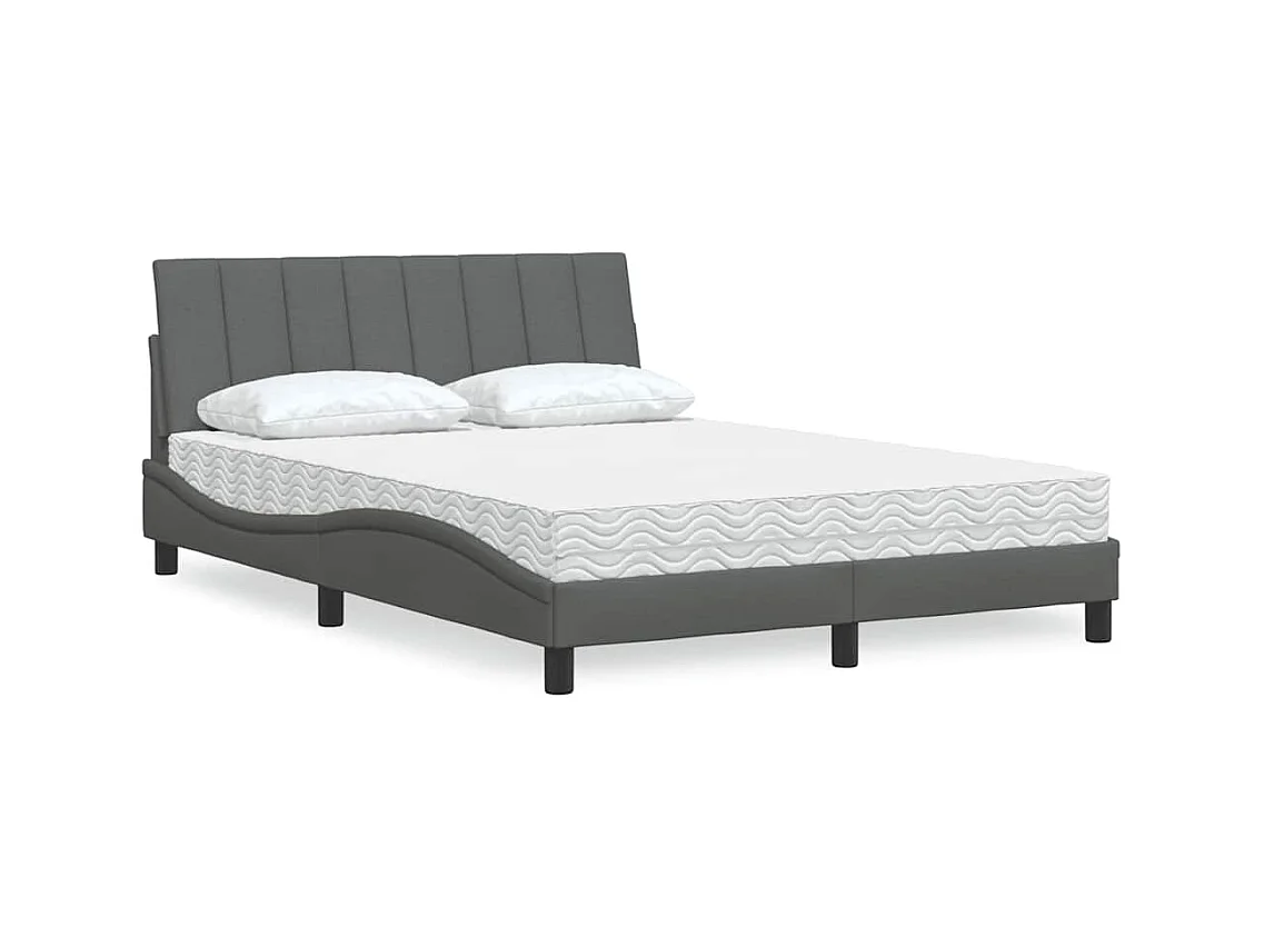 Bed met matras "Hanko" stof donkergrijs 120x200 cm