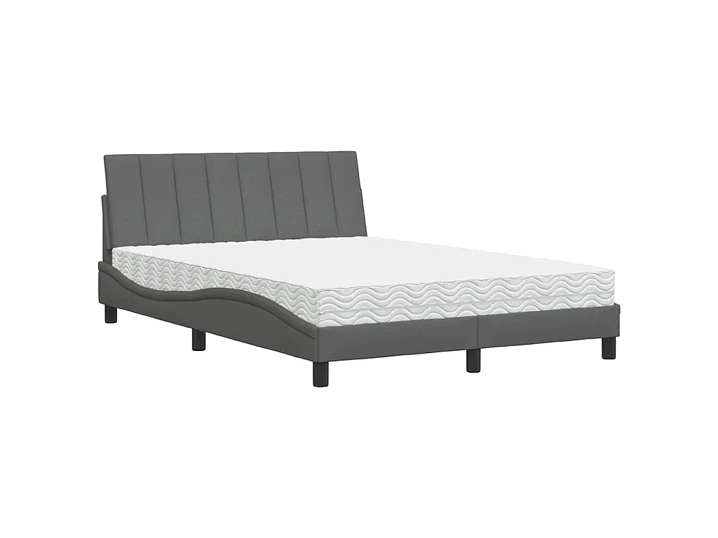 Cama con colchón Hanko tela gris oscuro 120x200 cm