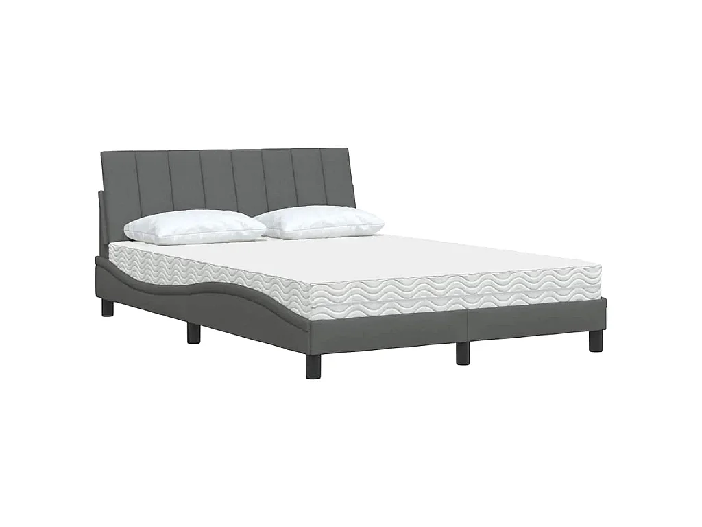 Cama con colchón Hanko tela gris oscuro 120x200 cm