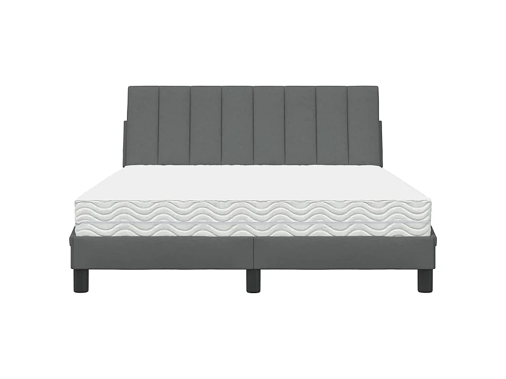 Cama con colchón Hanko tela gris oscuro 120x200 cm