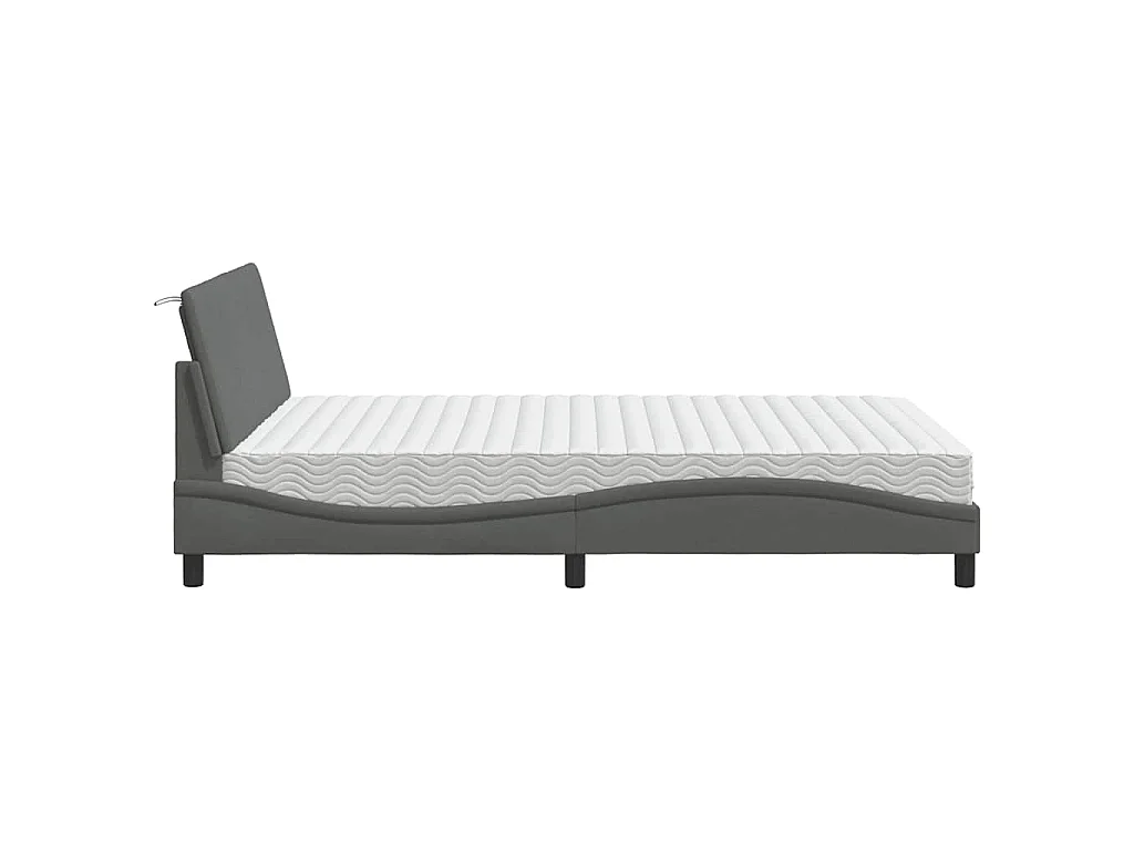 Cama con colchón Hanko tela gris oscuro 120x200 cm