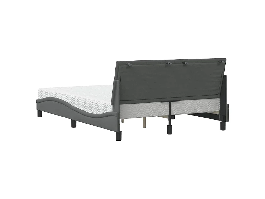 Cama con colchón Hanko tela gris oscuro 120x200 cm
