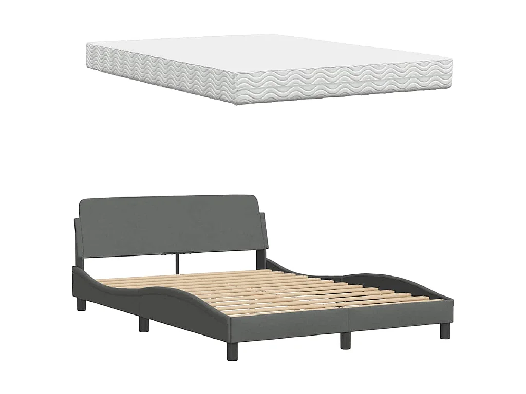 Cama con colchón Hanko tela gris oscuro 120x200 cm