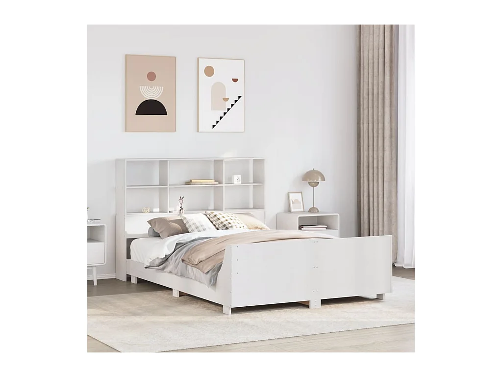 Letto senza Materasso Bianco 120x190 cm Legno Massello di Pino