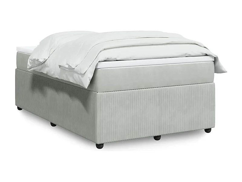 Sommier à lattes de lit et matelas gris clair 120x190cm velours