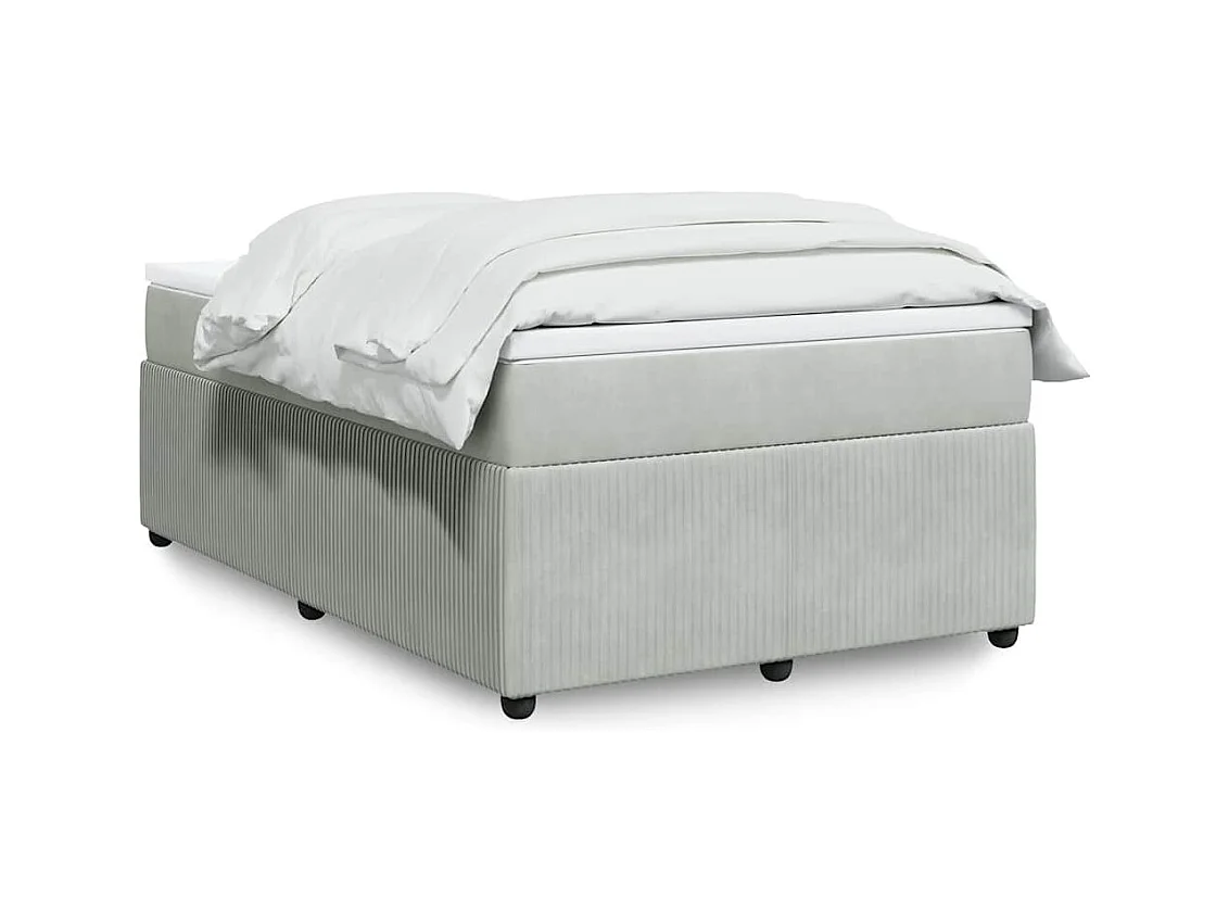 Sommier à lattes de lit et matelas gris clair 120x190cm velours