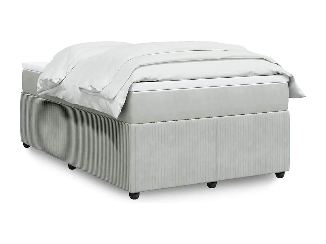 Sommier à lattes de lit et matelas gris clair 120x190cm velours