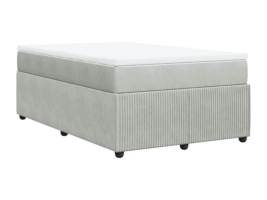 Sommier à lattes de lit et matelas gris clair 120x190cm velours