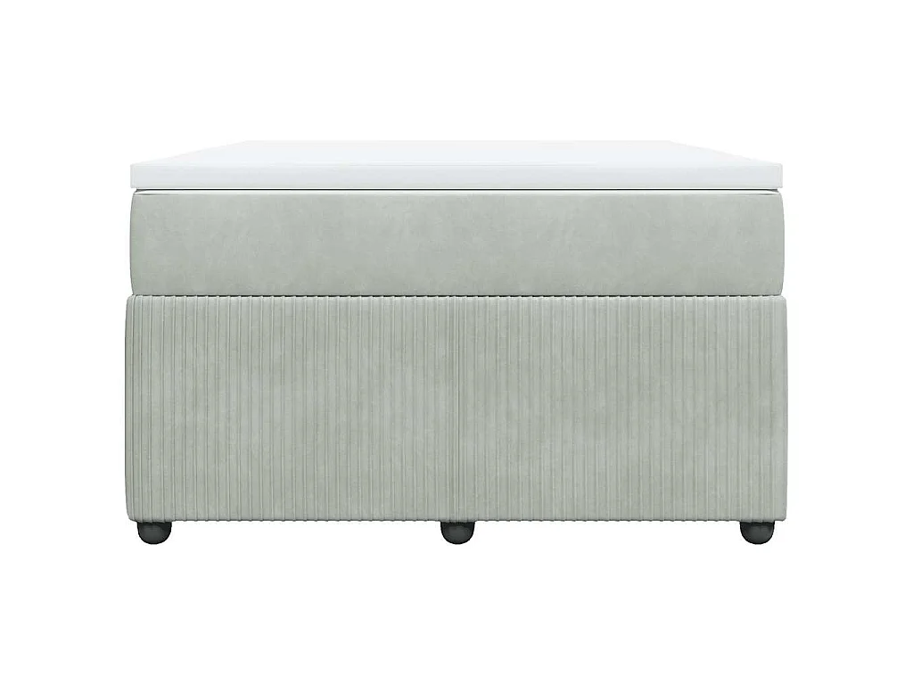 Cama box spring con colchón terciopelo gris claro 120x190 cm