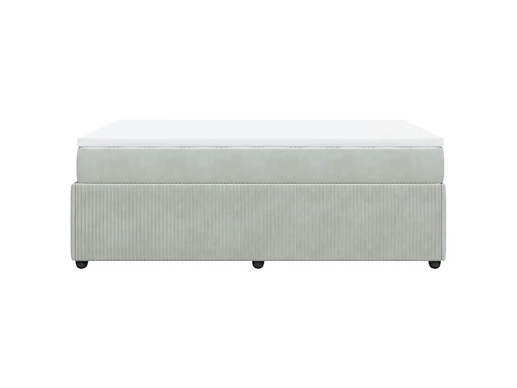 Cama box spring con colchón terciopelo gris claro 120x190 cm