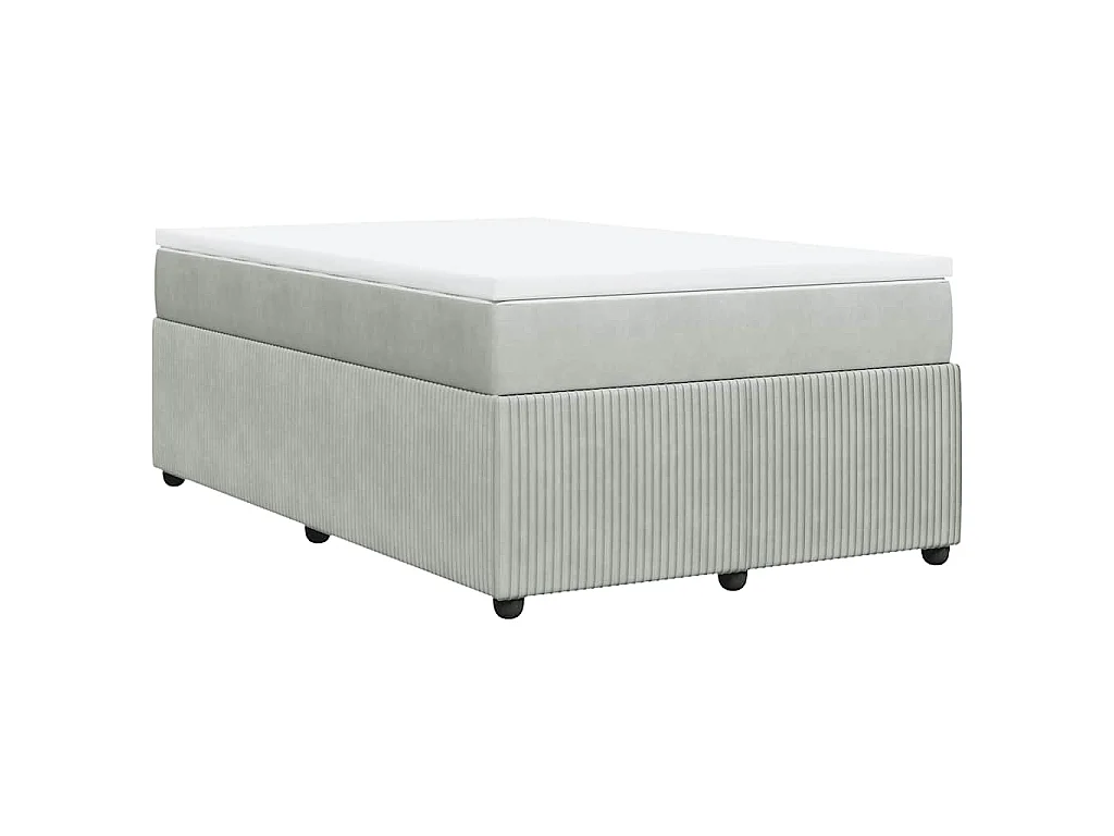 Cama box spring con colchón terciopelo gris claro 120x190 cm