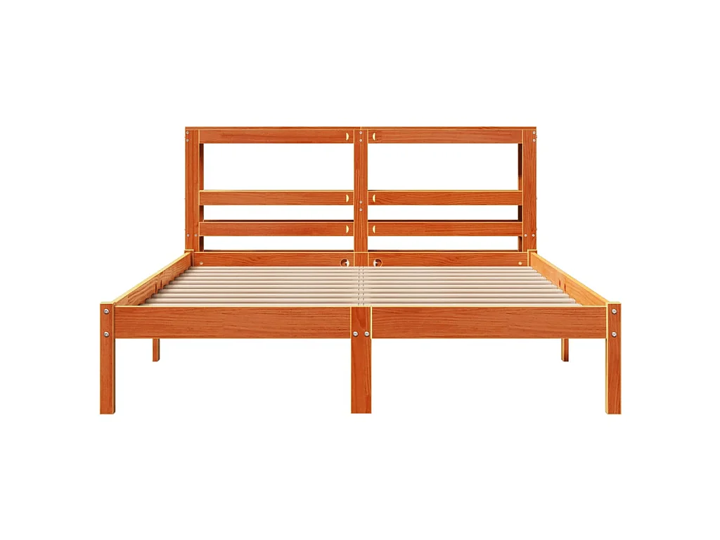 Bettgestell mit Kopfteil ohne Matratze Wachsbraun 120x200 cm