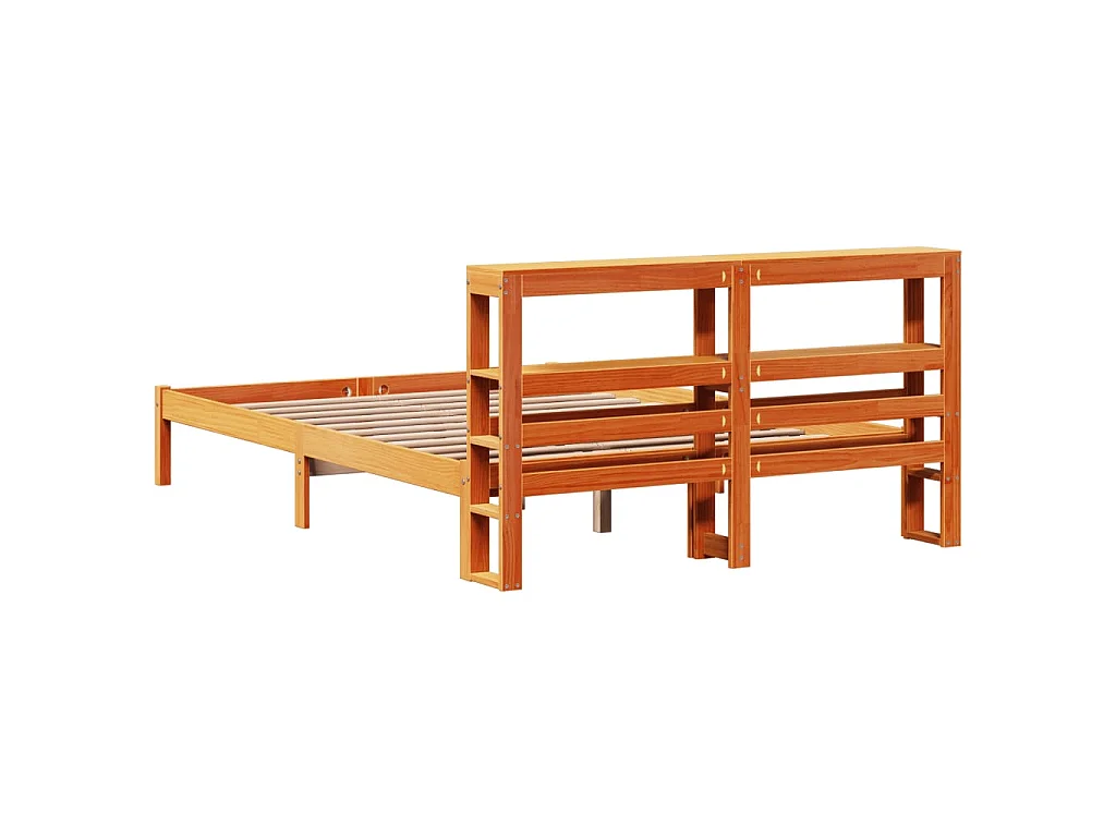 Bettgestell mit Kopfteil ohne Matratze Wachsbraun 120x200 cm