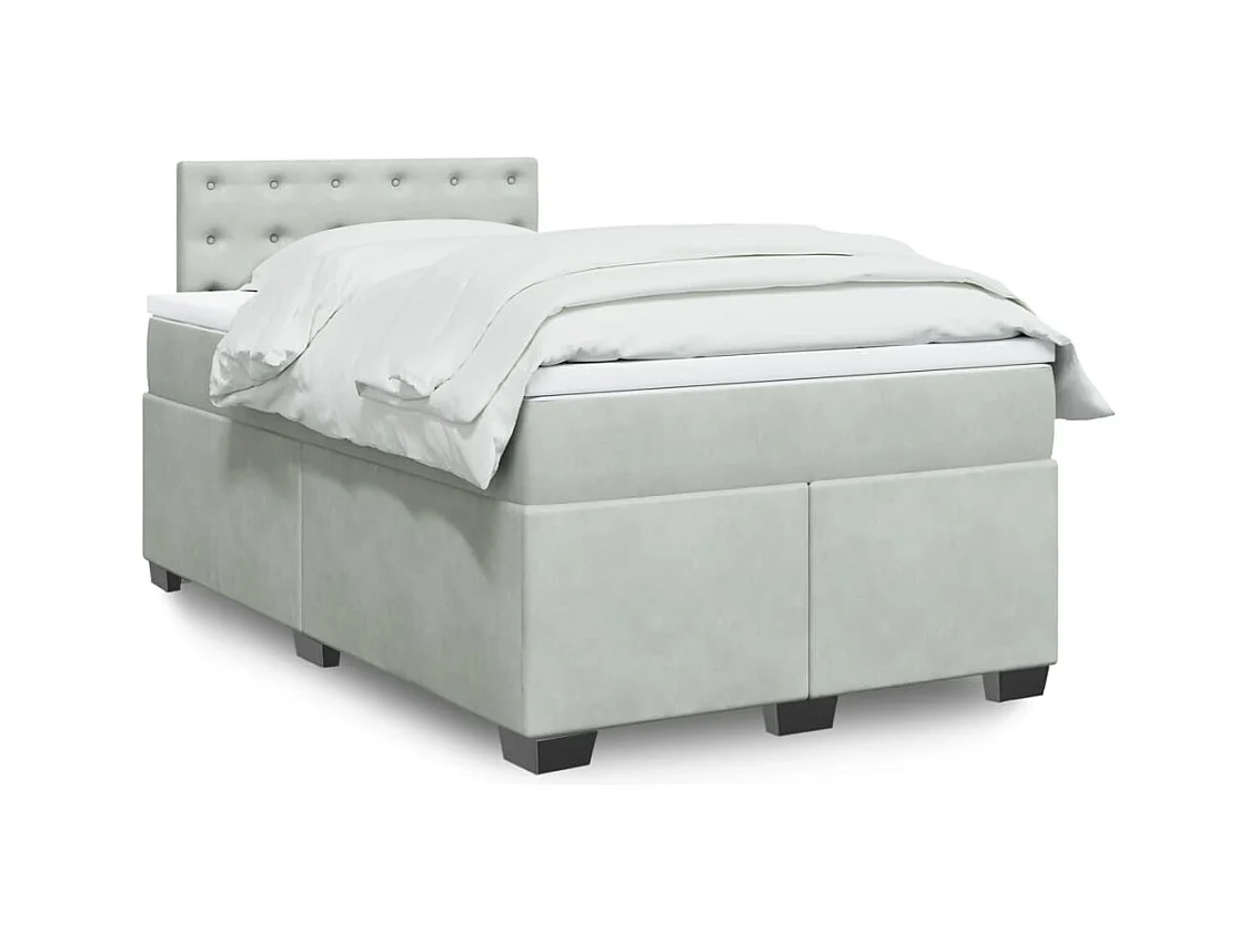 Sommier à lattes de lit et matelas gris clair 120x190cm velours