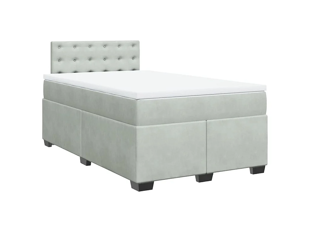 Boxspringbett mit Matratze Hellgrau 120x190 cm Samt