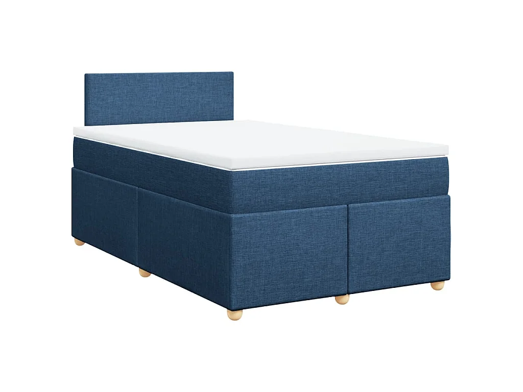 Cama box spring con colchón tela azul 120x200 cm