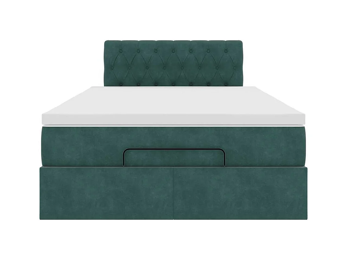 Cadre de lit ottoman avec matelas vert foncé 120x200 cm velours