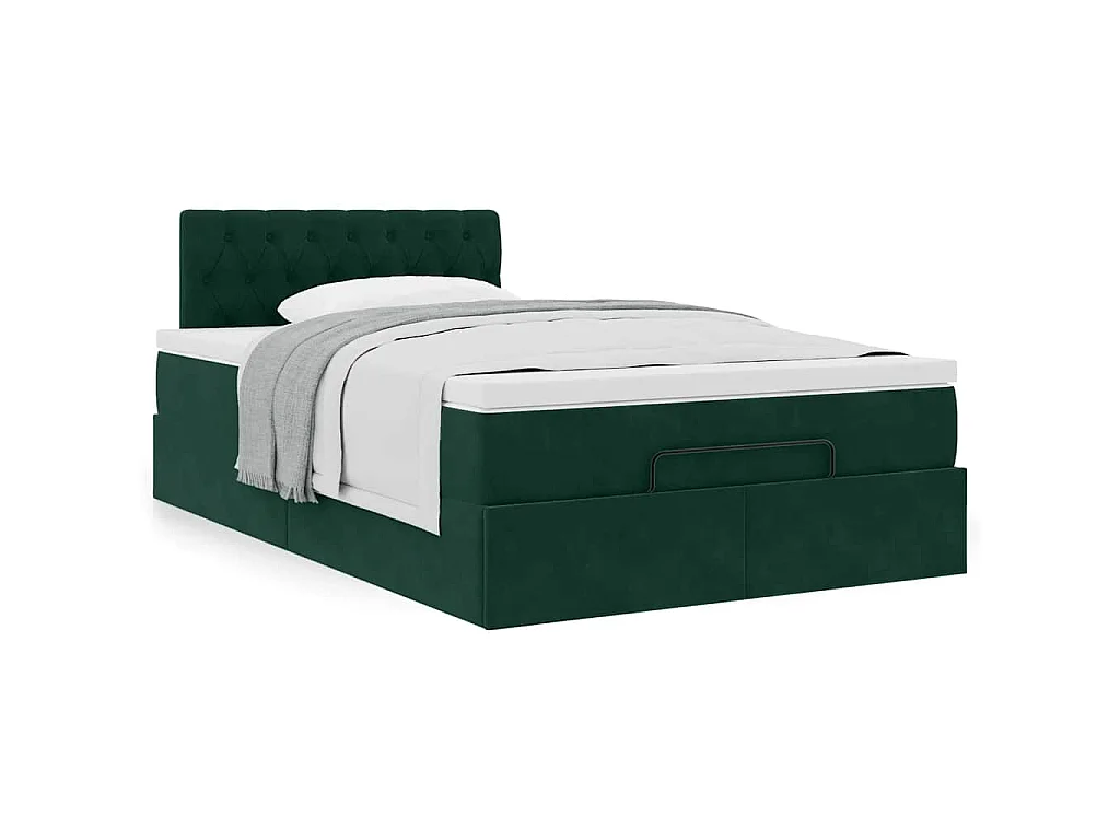 Ottoman-Bett mit Matratze Dunkelgrün 120x200 cm Samt