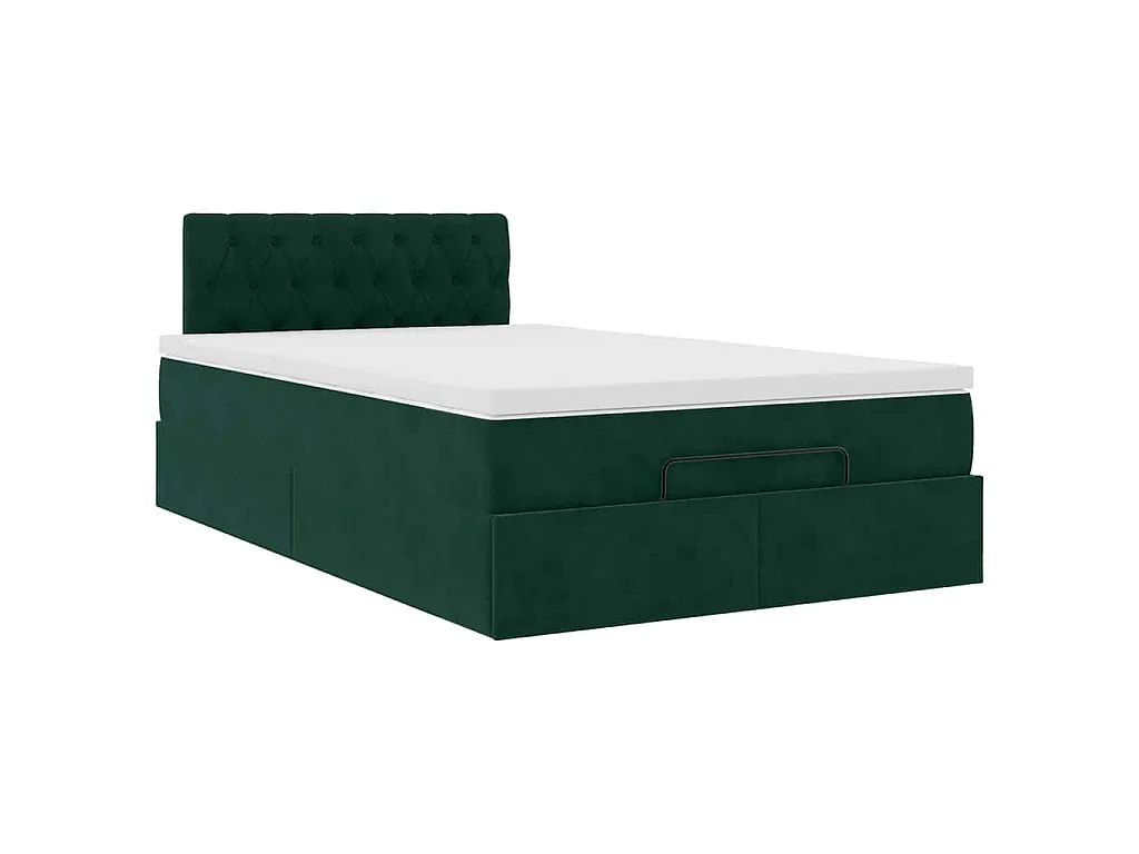Ottoman-Bett mit Matratze Dunkelgrün 120x200 cm Samt