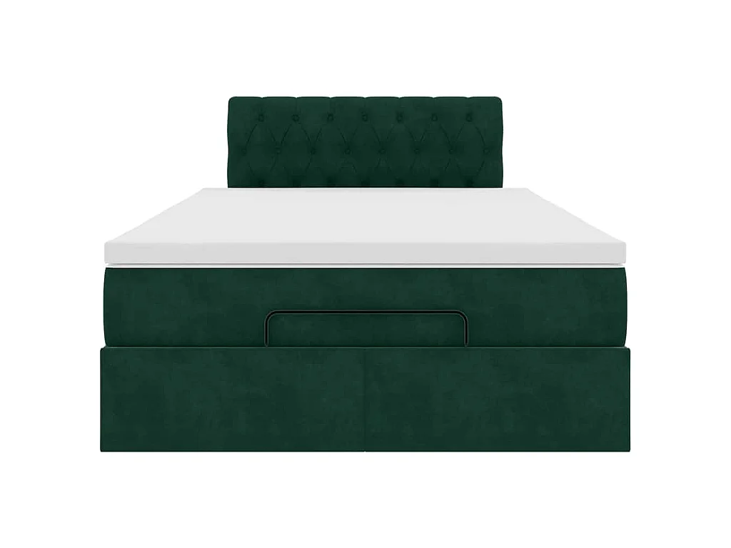 Ottoman-Bett mit Matratze Dunkelgrün 120x200 cm Samt