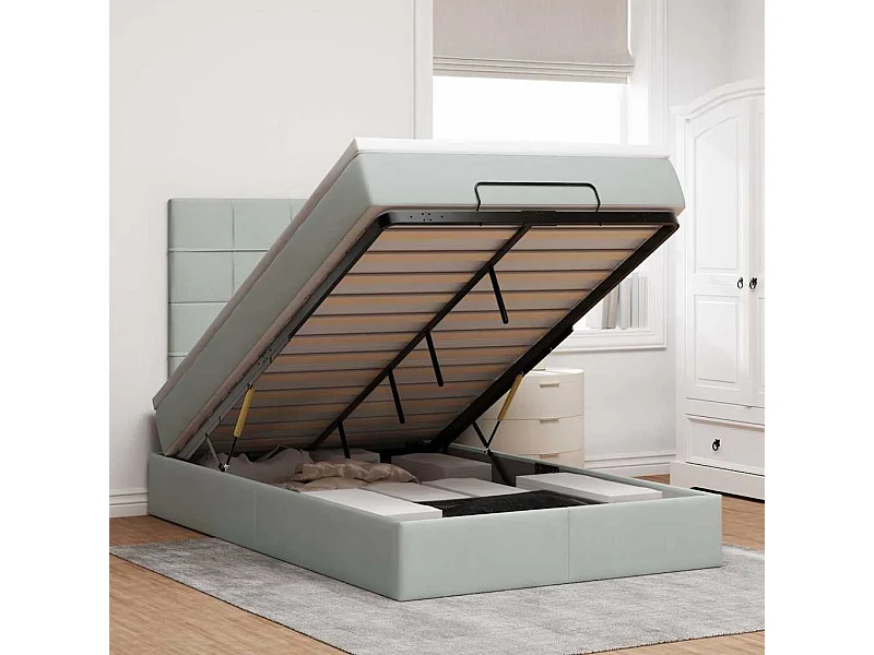 Ottoman bed met matrassen 120x200cm fluweel lichtgrijs