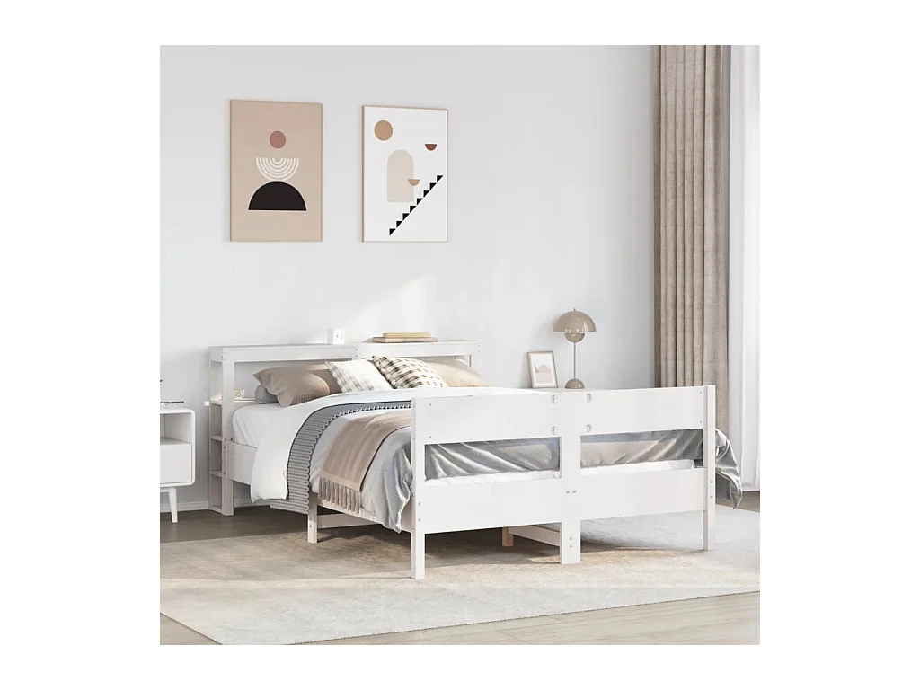 Cadre de lit sans matelas blanc 120x200 cm bois de pin massif