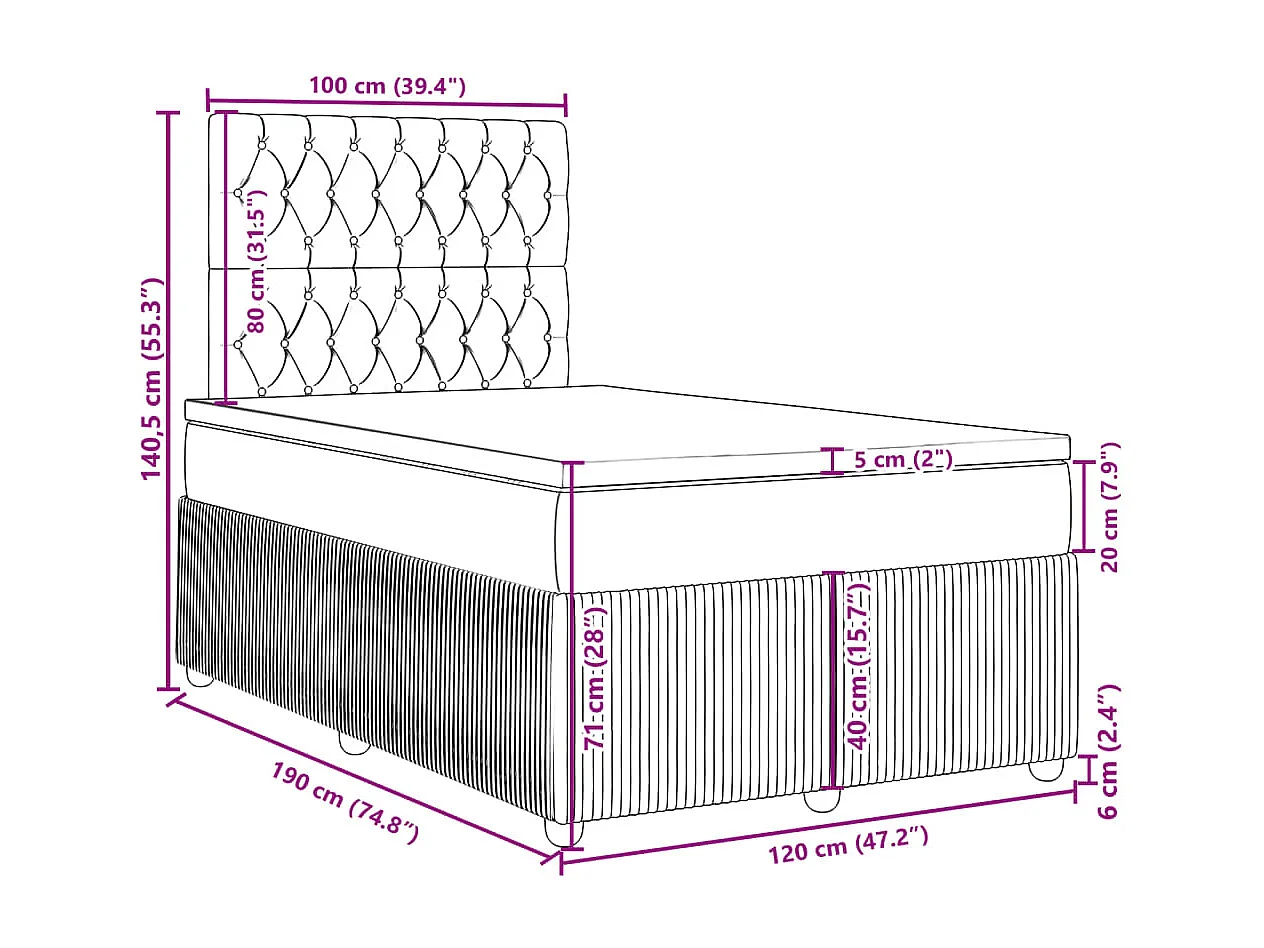 Boxspring met matras stof blauw 120x190 cm