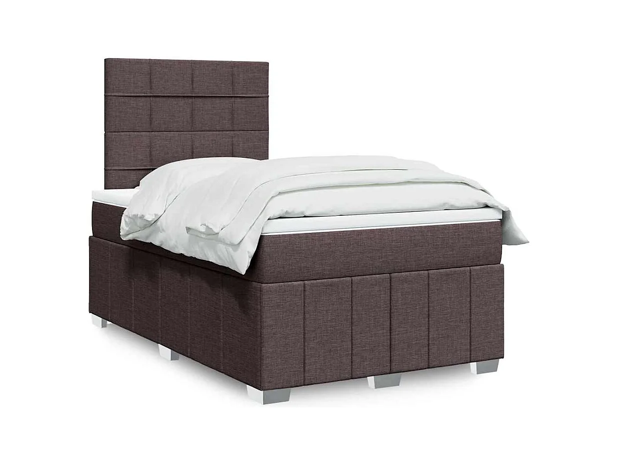 Cama boxspring com colchão 120x190 cm tecido castanho-escuro