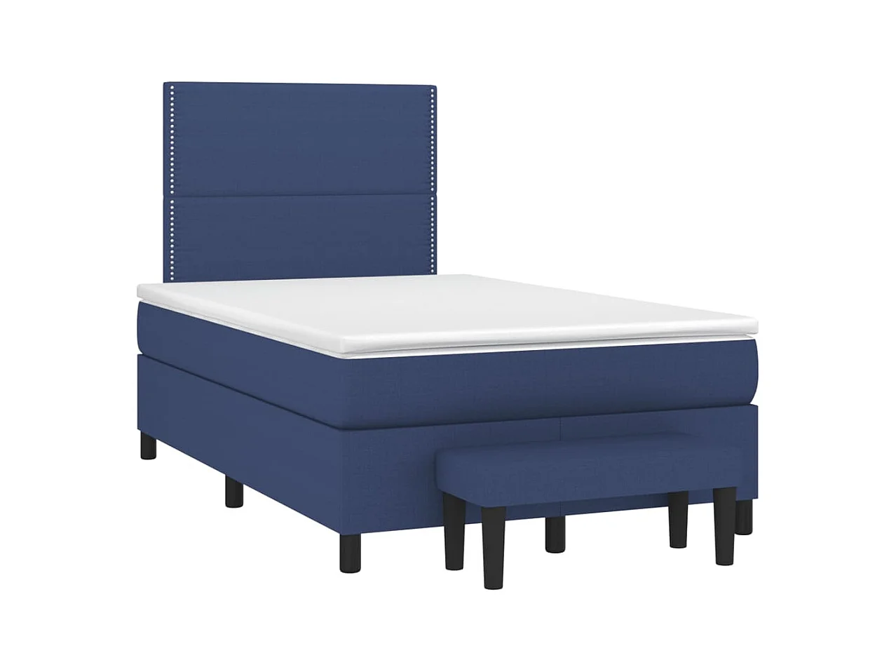 Cama boxspring com colchão 120x190 cm tecido azul
