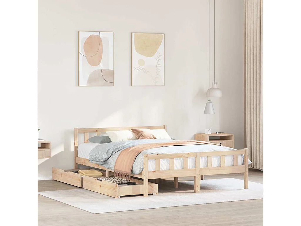 Bedframe zonder matras massief grenenhout 120x190 cm
