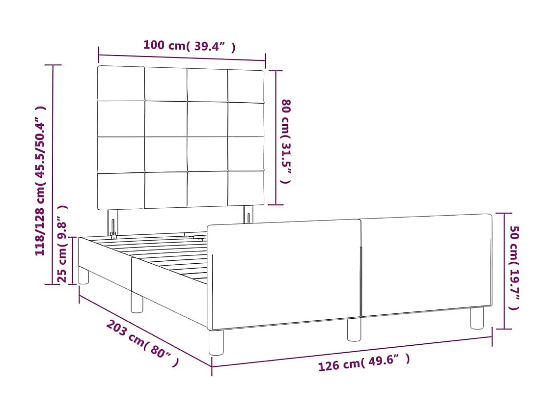 Bettgestell ohne Matratze Schwarz 120x200 cm Stoff