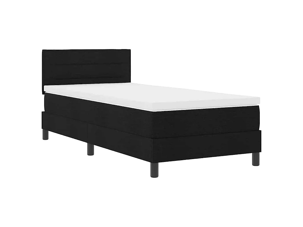 Lit à ressorts avec tête de lit Noir 100 x 200 cm tissu