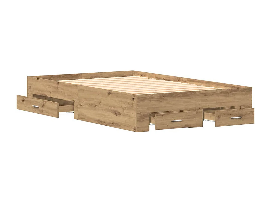 Bedframe met lade Artisan Eiken 120 x 200 cm Bewerkt hout