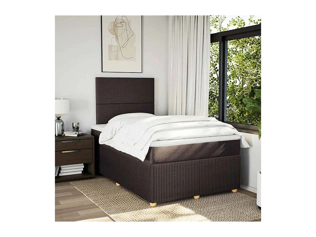 Sommier à lattes de lit et matelas marron foncé 120x190cm tissu
