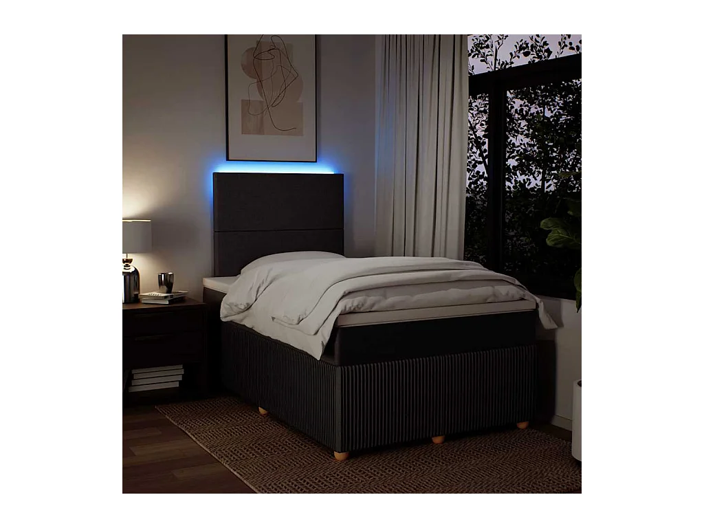 Sommier à lattes de lit et matelas marron foncé 120x190cm tissu