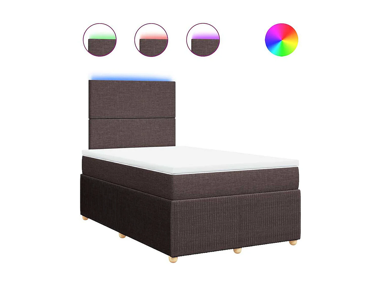 Cama box spring con colchón tela marrón oscuro 120x190 cm