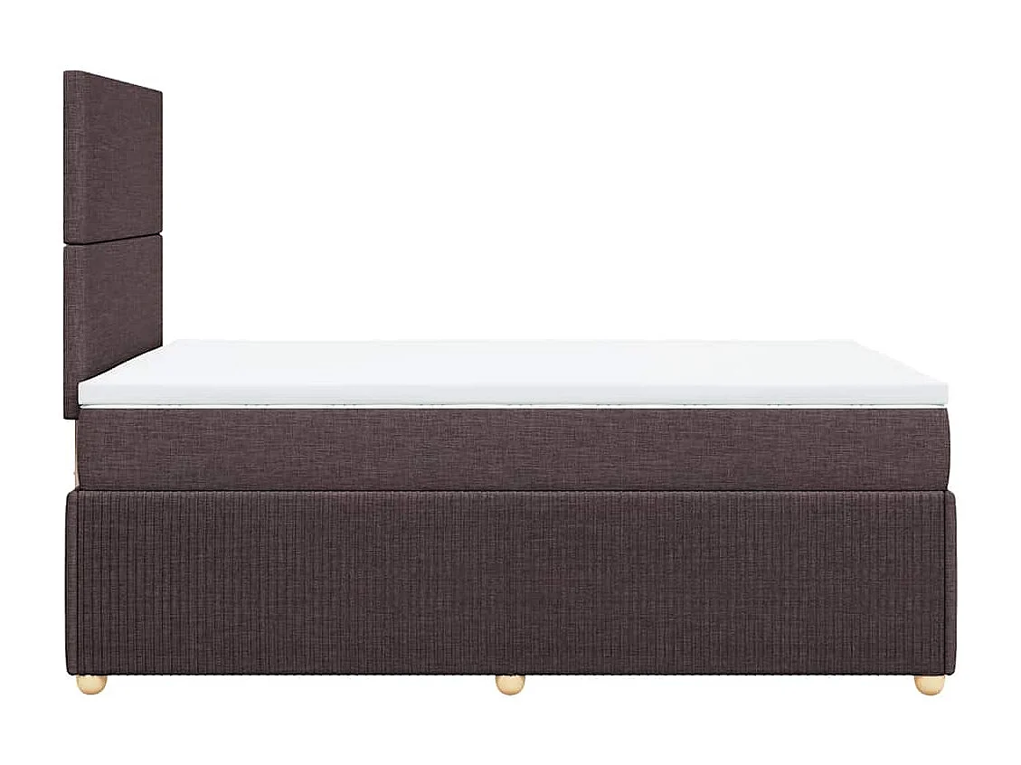 Cama box spring con colchón tela marrón oscuro 120x190 cm