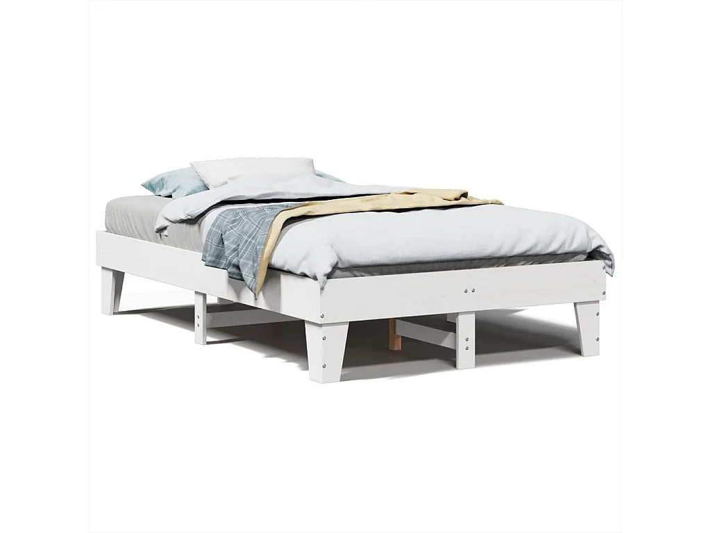 Letto senza Materasso Bianco 120x190 cm Legno Massello di Pino