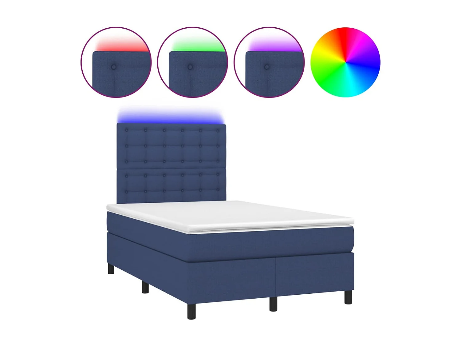 Letto a Molle con Materasso e LED Blu 120x190 cm in Tessuto