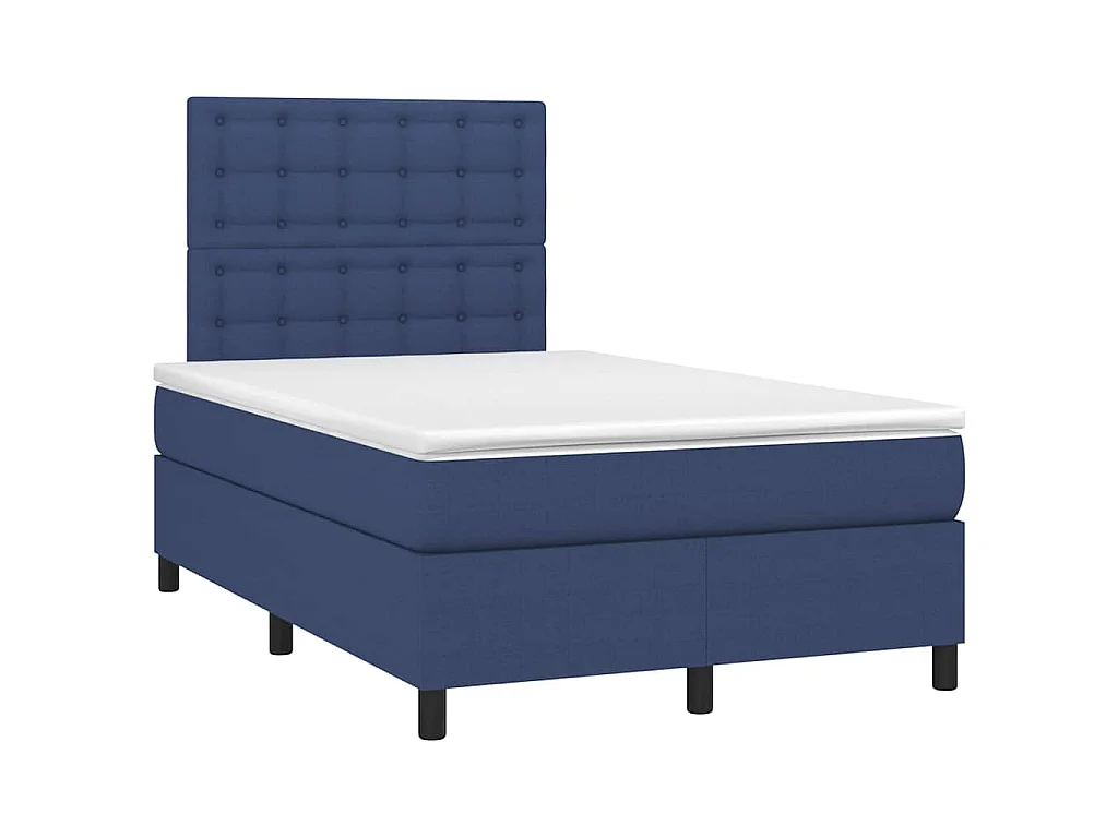 Sommier à lattes de lit matelas et LED bleu 120x190 cm tissu
