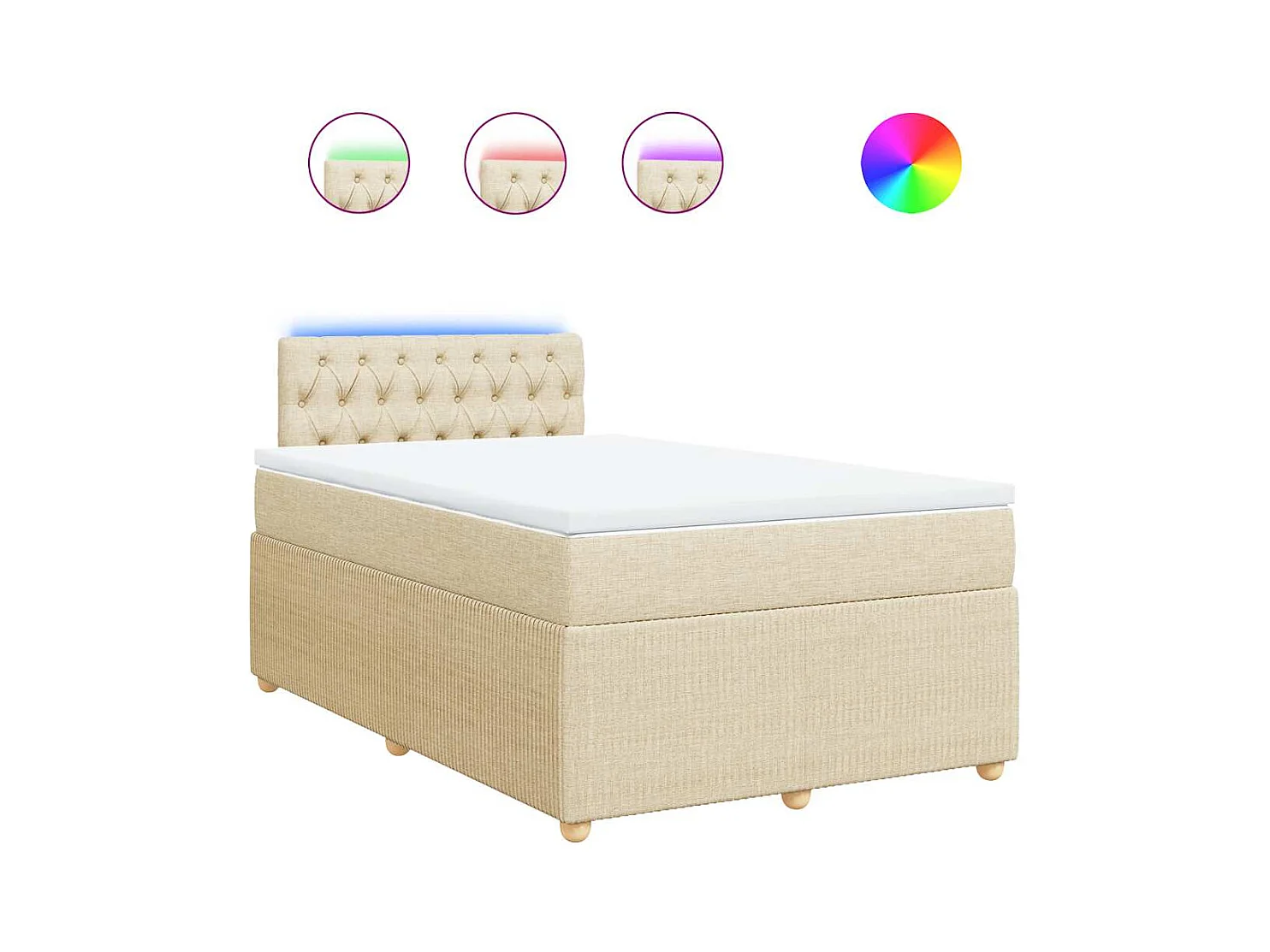 Boxspringbett mit Matratze Creme 120x190 cm Stoff