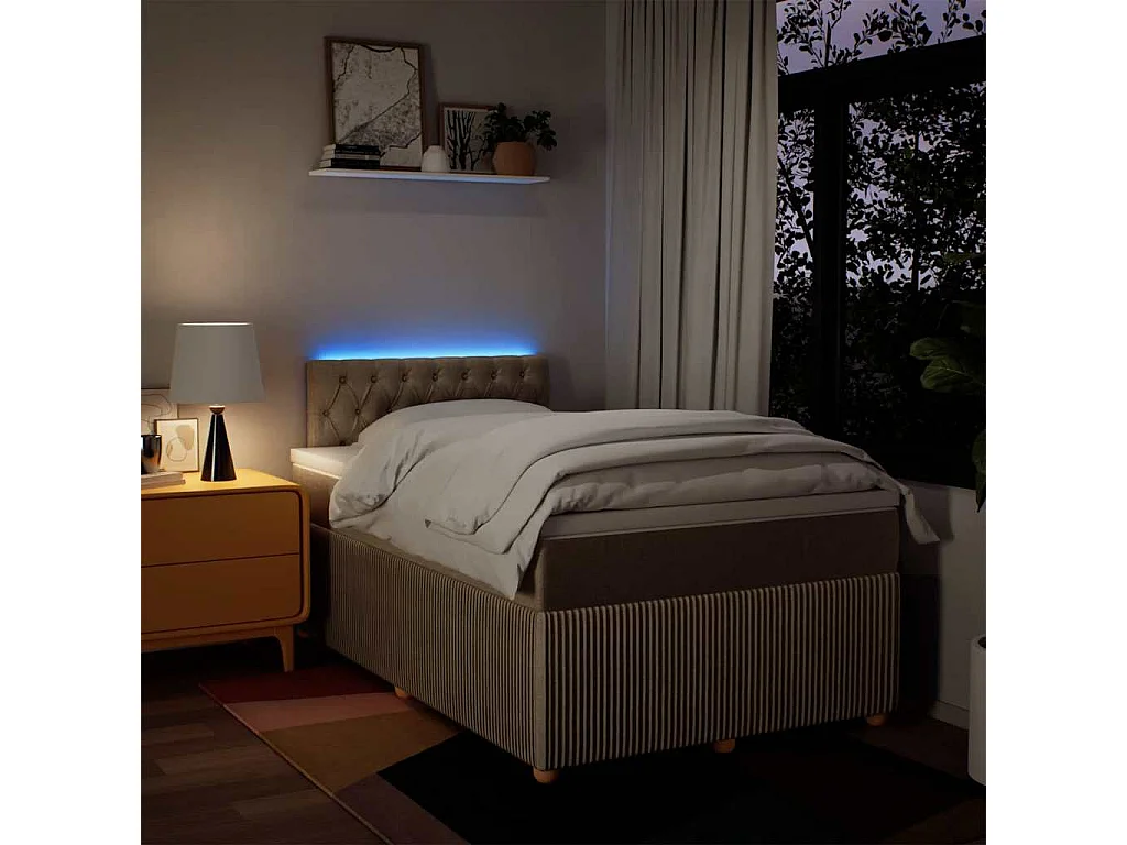 Giroletto a Molle con Materasso Crema 120x190 cm in Tessuto